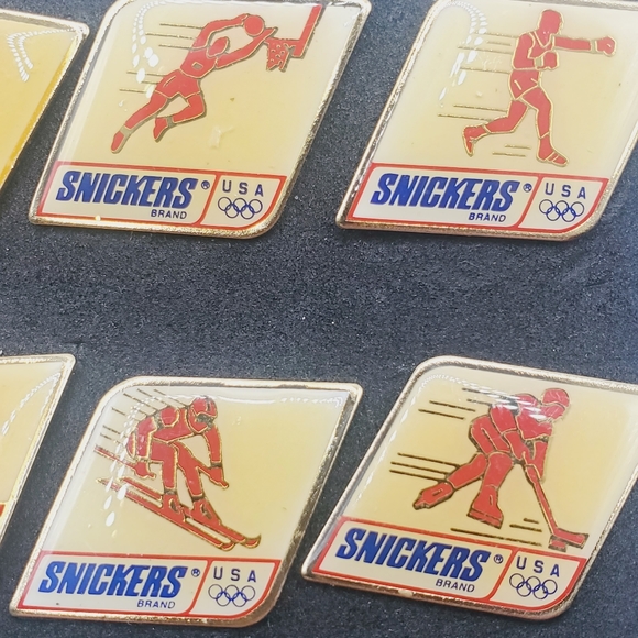 6 snickers vintage Olympic pins brooch set - Picture 3 of 5